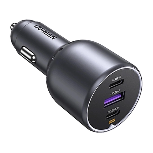 UGREEN EC705 car charger, USB + 2x USB-C, 130W + 1m 5A cable