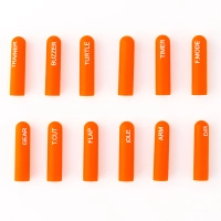 Set of 12 silicone switch covers with labels (long/orange)