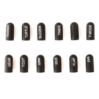 Set of 12 silicone switch covers with labels (short/black)
