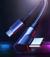 Kabel USB-C do USB-C, kątowy UGREEN US334 5A, PD 100W, 2m (czarny)