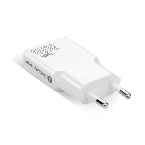 Ładowarka sieciowa everActive GaN SUPER SLIM SC-380Q z gniazdem USB QC3.0 oraz USB-C PD 30W