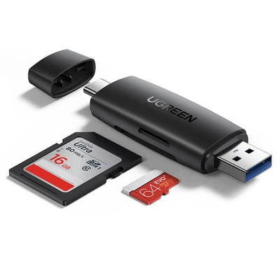 Кардрідер SD + microSD USB + USB-C UGREEN CM304 (чорний)
