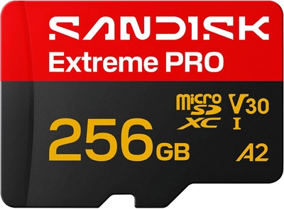 SanDisk Extreme PRO 256GB 250/170 MB/s 5K microSDXC A2 C10 V30 UHS-I U3 NEW