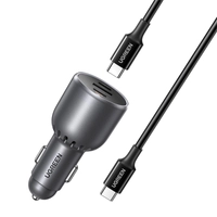 Автомобільний зарядний пристрій UGREEN EC705, USB + 2x USB-C, 130 Вт + кабель 1 м 5 А
