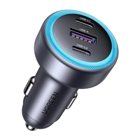 Автомобільний зарядний пристрій UGREEN EC307, USB + 2X USB-C, 30 Вт (чорний)