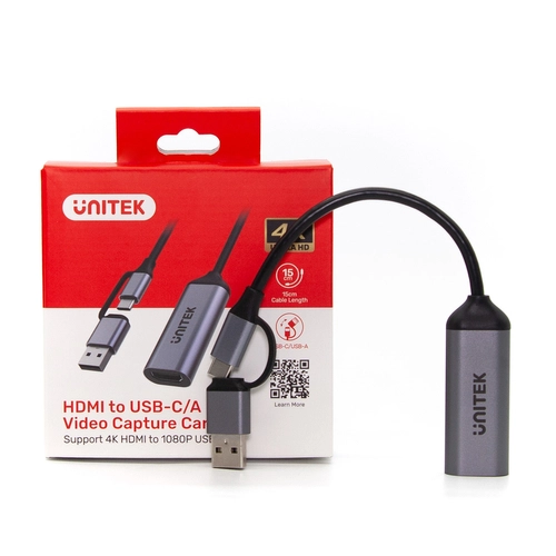 Unitek USB-C/A video grabber, 4K HDMI 1.4b