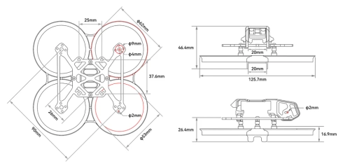 Frame Channel for BetaFPV Pavo20 (Gray - Transparent)