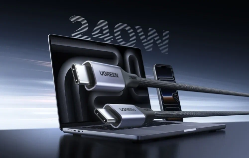 Кабель UGREEN L537 USB-C PD 240 Вт, 0,5 м (сірий)