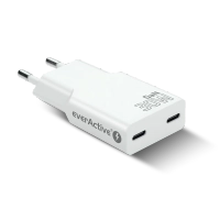 Мережевий зарядний пристрій everActive GN SUPER SLIM SC-385Q з двома роз'ємами USB-C PD 30 Вт