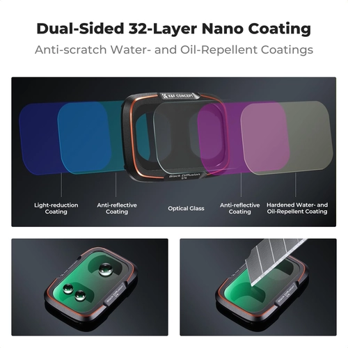 Набір із 3 фільтрів: CPL + Black Mist 1/4 + ND2-32 від K&F; Concept для камери Pocket 4p