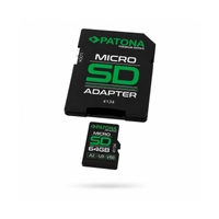 Карта пам'яті PATONA Premium Micro SD XC 64 ГБ Class 10 U3 V60 з адаптером SD