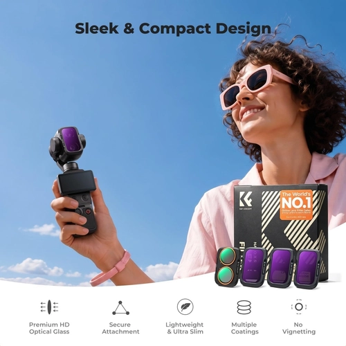 K&F Concept Set of 4 Filters (CPL, ND16, ND64, ND256) for the Pocket 4p Camera