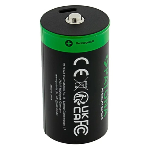 PATONA Premium 2x LR20 Mono D Rechargeable Batteries with USB-C and a USB-C Cable (1x to 2x)