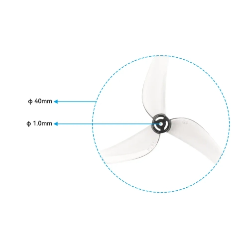 Gemfan 1614 3-blade propellers, 1.0mm shaft - gray transparent | Air75 II series (12pcs)