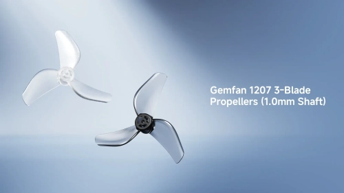Пропелери Gemfan 1207 3-лопатеві, вал 1.0 мм, сірі прозорі | серія Air65 II (12 шт.)