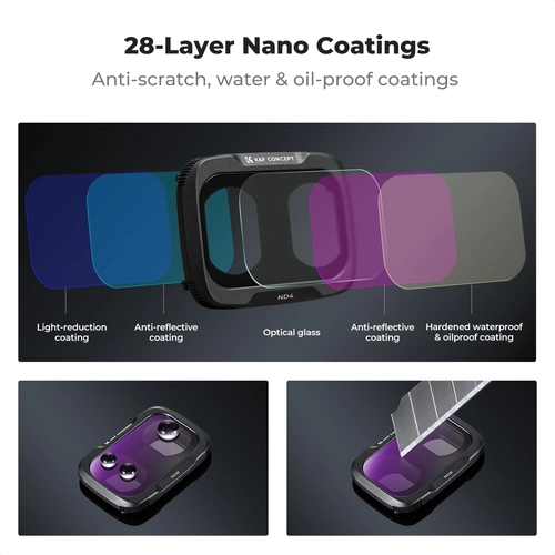 Set of 4 K&F; Concept ND filters for the DJI Osmo Pocket 4P camera