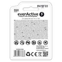 everActive 6F22/9V Li-ion 550mAh USB-C Rechargeable Battery