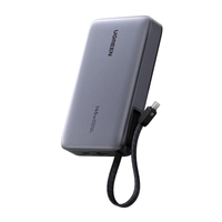 Павербанк 20000mAh Ugreen PB551, 145 Вт, USB + USB-C, вбудований кабель (сірий)
