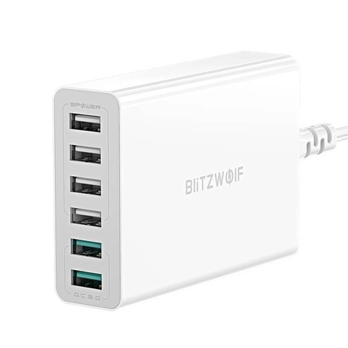 Зарядний пристрій 6x USB Blitzwolf BW-S15, QC 3.0, 60W (білий)