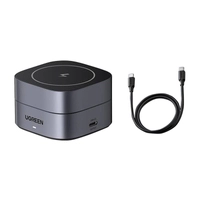 Qi 2-в-1 індуктивний зарядний пристрій Ugreen W256 для iPhone, AirPods, 20 Вт (чорний) + кабель USB-C до USB-C 1м