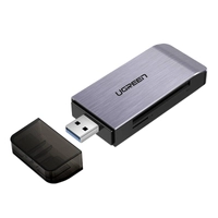 Adapter USB 4 w 1 UGREEN czytnik kart SD + microSD CM180 (srebrny)
