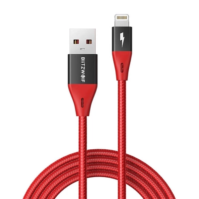 Кабель USB для Lightning BlitzWolf MF-10 Pro, MFI, 20W, 1.8m (червоний)