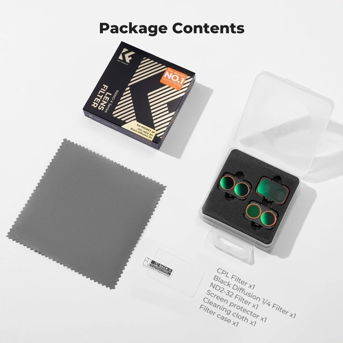 Набір із 3 фільтрів: CPL + Black Mist 1/4 + ND2-32 від K&F; Concept для камери Pocket 4p