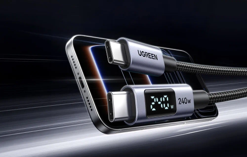 Кабель USB-C Ugreen L530 240 Вт, 480 Мбіт/с, 3 м (сірий)